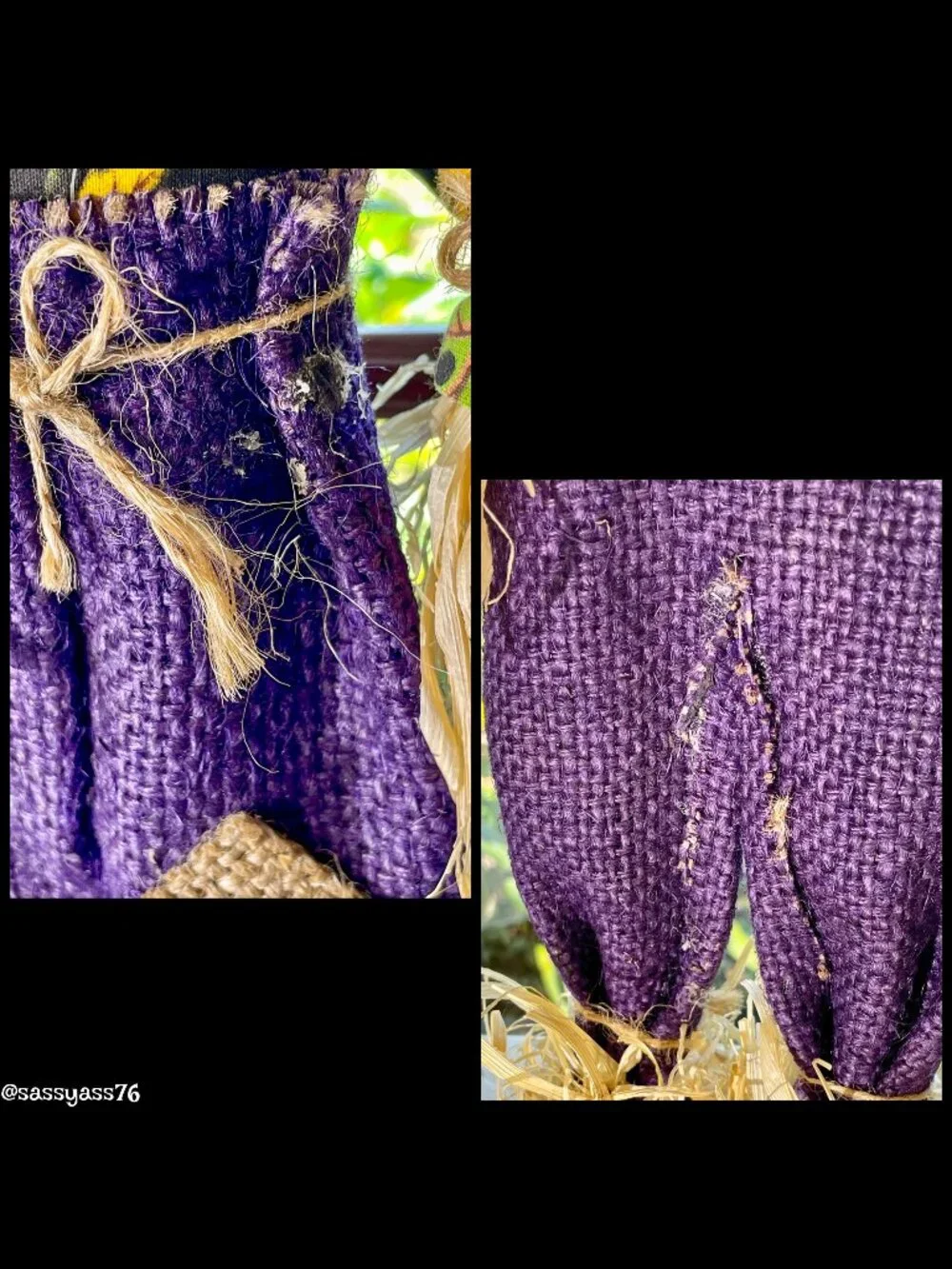 ▪️VTG▪️Three HANDCRAFTED 18.5" & 12.5" Straw Textile & Wood SCARECROW Figures - Picture 5 of 15